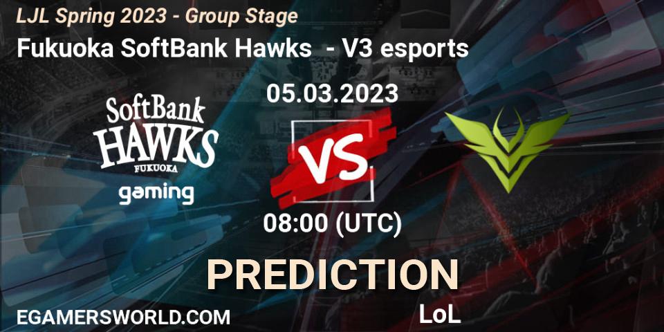 Fukuoka SoftBank Hawks - V3 esports: Maç tahminleri. 05.03.2023 at 08:00, LoL, LJL Spring 2023 - Group Stage