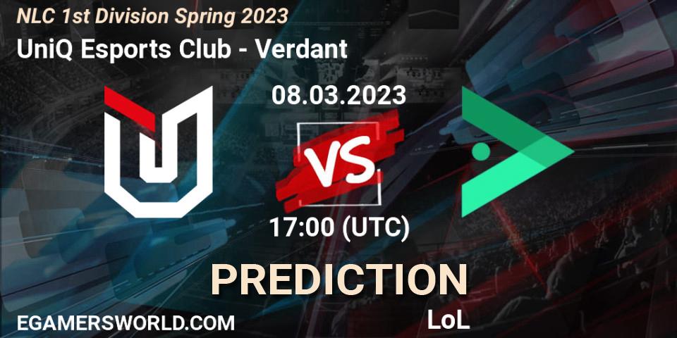 UniQ Esports Club - Verdant: Maç tahminleri. 14.02.2023 at 20:00, LoL, NLC 1st Division Spring 2023