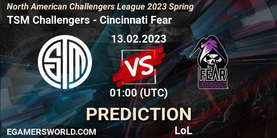 TSM Challengers - Cincinnati Fear: Maç tahminleri. 13.02.23, LoL, NACL 2023 Spring - Group Stage