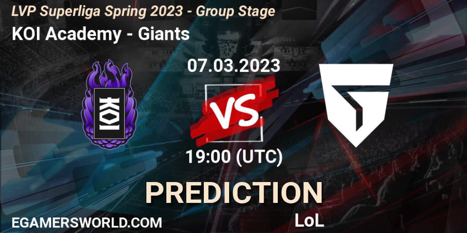 KOI Academy - Giants: Maç tahminleri. 07.03.2023 at 19:00, LoL, LVP Superliga Spring 2023 - Group Stage