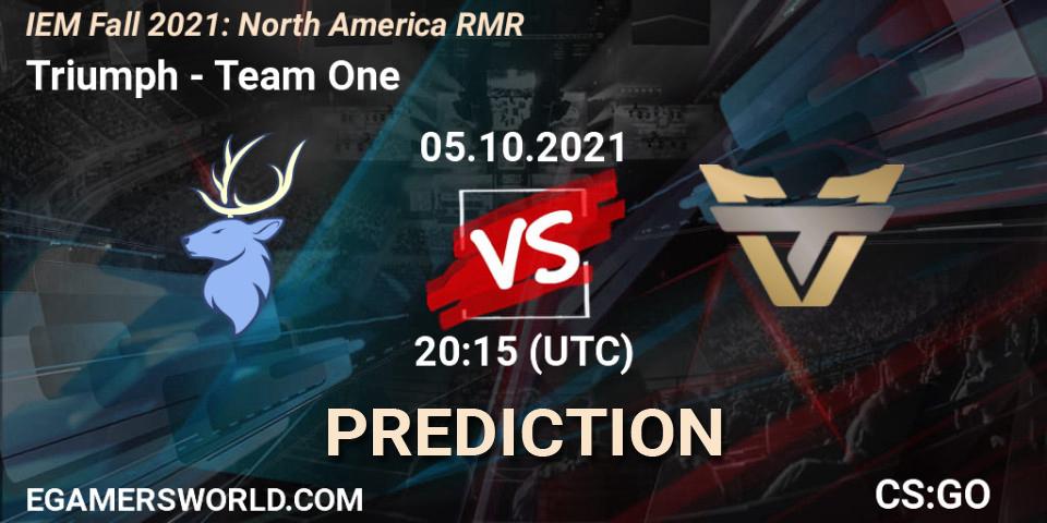 Triumph - Team One: Maç tahminleri. 05.10.2021 at 20:45, Counter-Strike (CS2), IEM Fall 2021: North America RMR