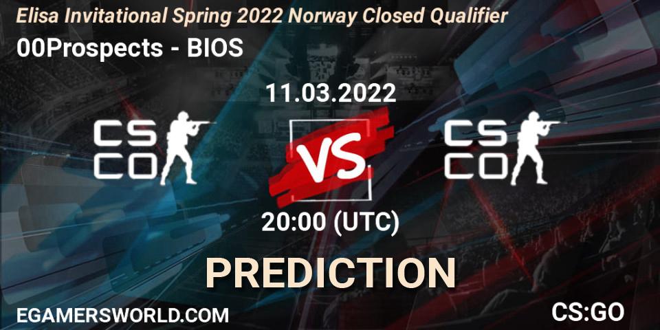 00Prospects - BIOS: Maç tahminleri. 11.03.2022 at 20:00, Counter-Strike (CS2), Elisa Invitational Spring 2022 Norway Closed Qualifier