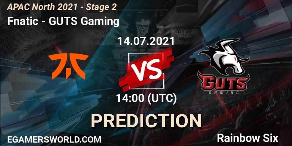 Fnatic - GUTS Gaming: Maç tahminleri. 14.07.2021 at 13:00, Rainbow Six, APAC North 2021 - Stage 2