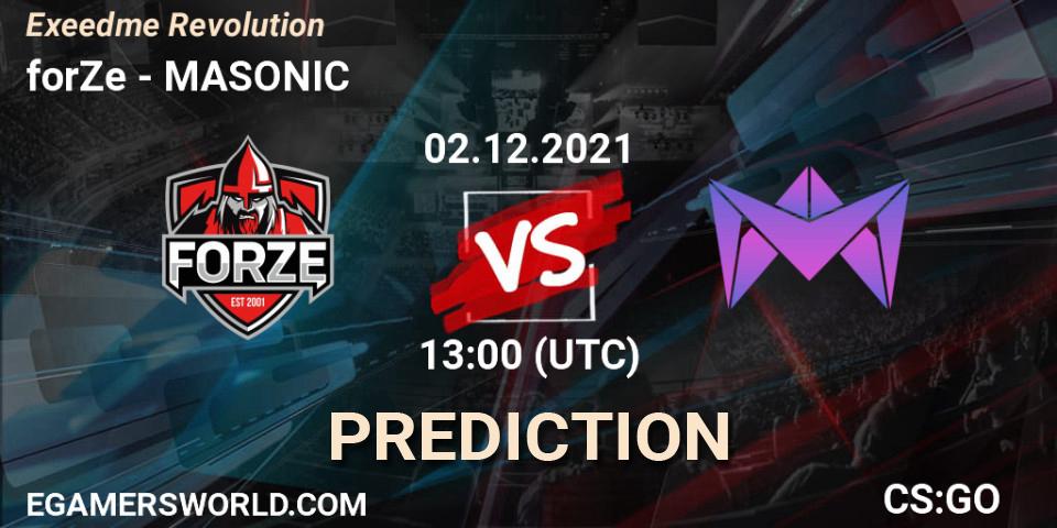 forZe - MASONIC: Maç tahminleri. 02.12.2021 at 13:00, Counter-Strike (CS2), Exeedme Revolution