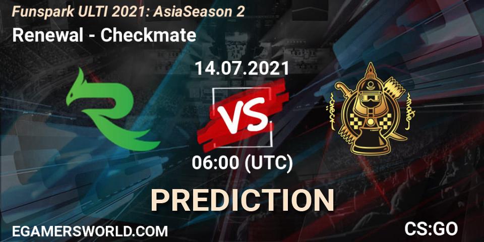 Renewal - Checkmate: Maç tahminleri. 14.07.2021 at 06:00, Counter-Strike (CS2), Funspark ULTI 2021: Asia Season 2