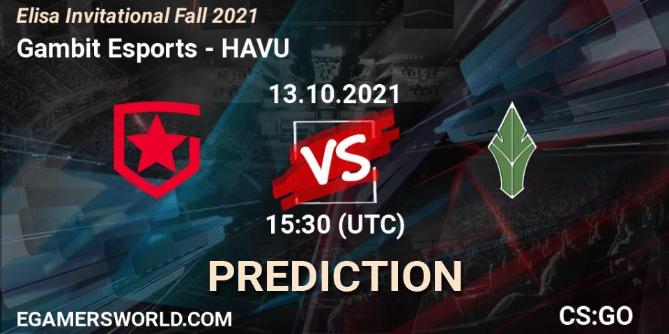 Gambit Esports - HAVU: Maç tahminleri. 13.10.2021 at 15:30, Counter-Strike (CS2), Elisa Invitational Fall 2021