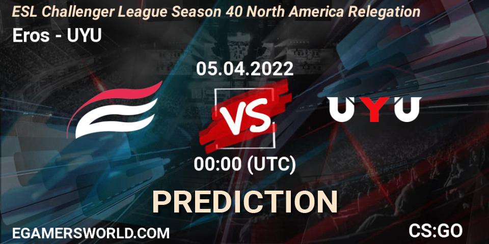 Eros - UYU: Maç tahminleri. 05.04.2022 at 00:00, Counter-Strike (CS2), ESL Challenger League Season 40 North America Relegation