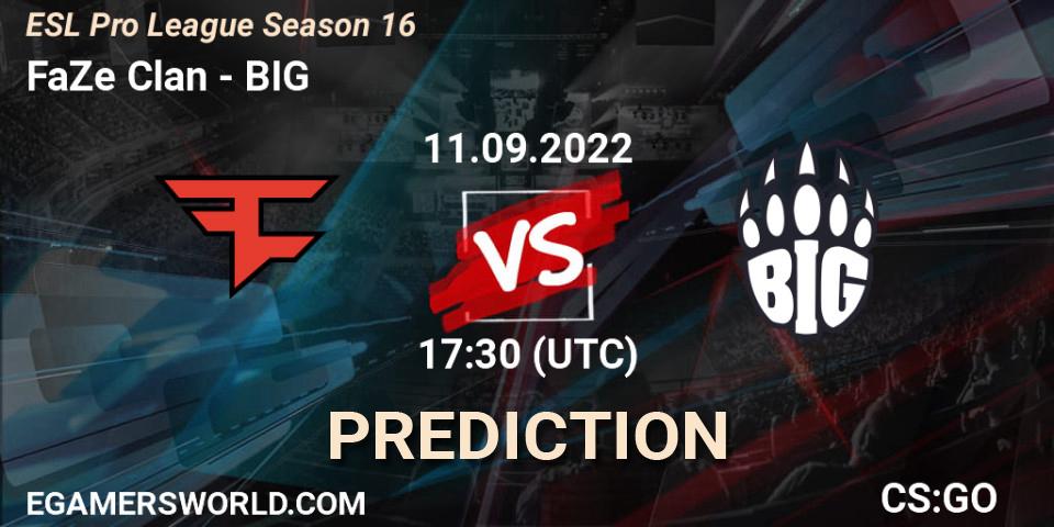 FaZe Clan - BIG: Maç tahminleri. 11.09.22, CS2 (CS:GO), ESL Pro League Season 16