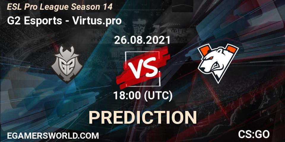 G2 Esports - Virtus.pro: Maç tahminleri. 26.08.2021 at 18:00, Counter-Strike (CS2), ESL Pro League Season 14
