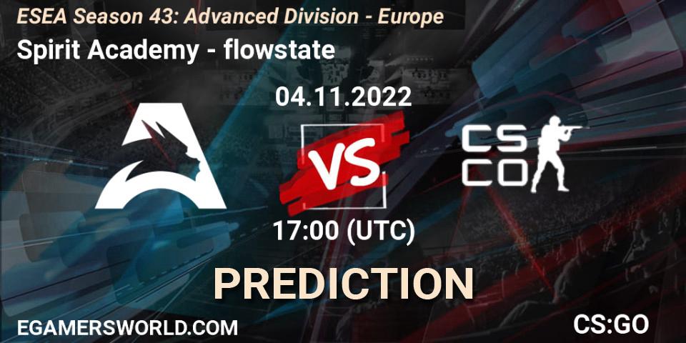 Spirit Academy - flowstate: Maç tahminleri. 04.11.2022 at 17:00, Counter-Strike (CS2), ESEA Season 43: Advanced Division - Europe