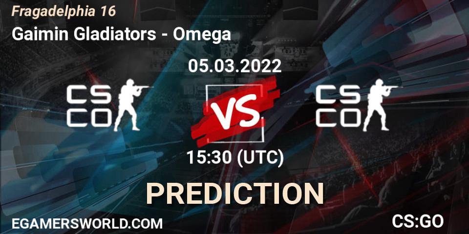 Gaimin Gladiators - Omega: Maç tahminleri. 05.03.2022 at 15:55, Counter-Strike (CS2), Fragadelphia 16