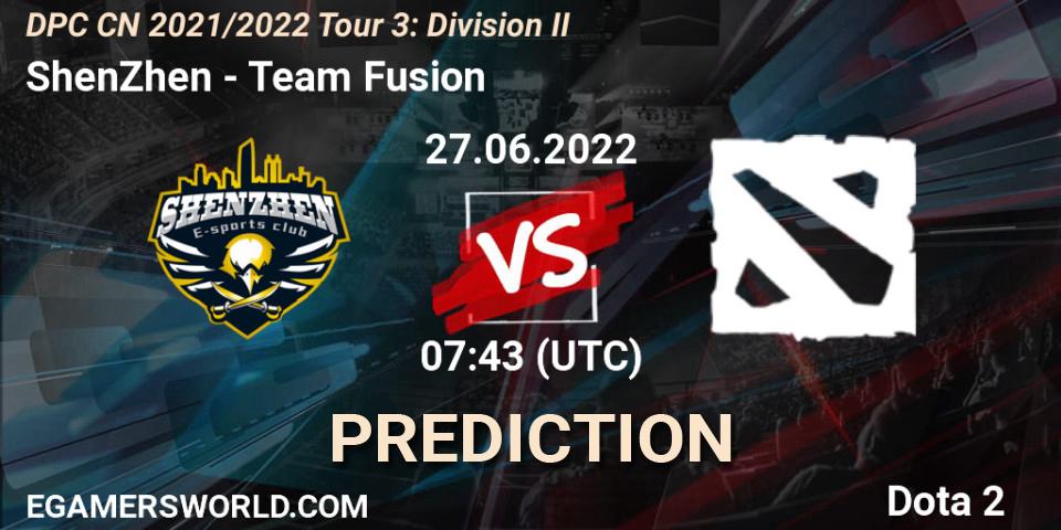 ShenZhen - Team Fusion: Maç tahminleri. 27.06.22, Dota 2, DPC CN 2021/2022 Tour 3: Division II