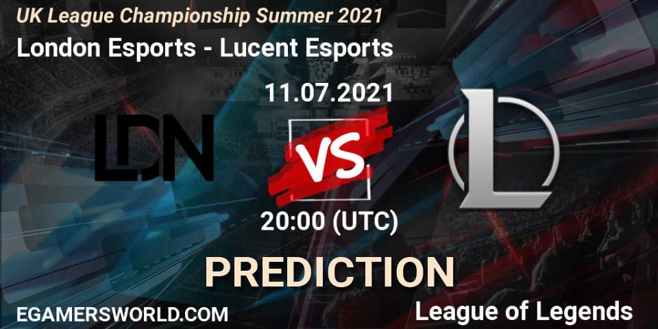 London Esports - Lucent Esports: Maç tahminleri. 11.07.2021 at 20:10, LoL, UK League Championship Summer 2021