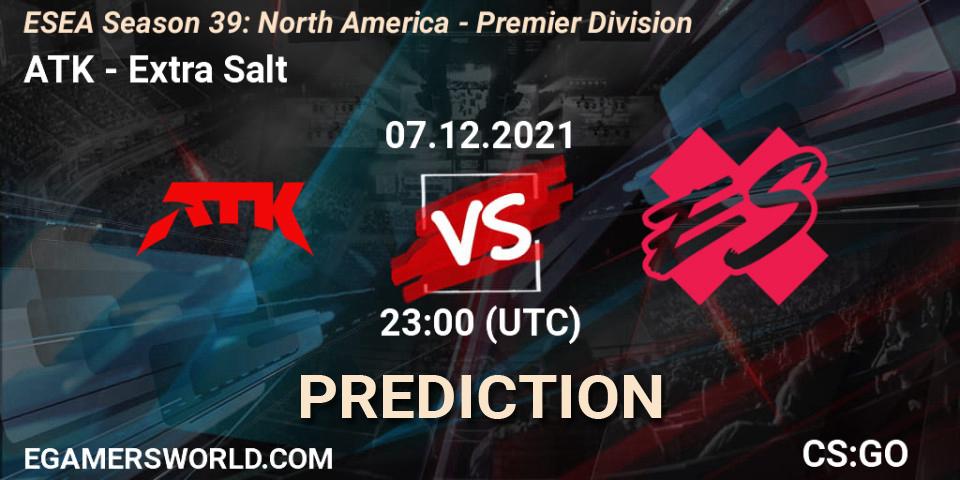 ATK - Extra Salt: Maç tahminleri. 07.12.2021 at 23:00, Counter-Strike (CS2), ESEA Season 39: North America - Premier Division