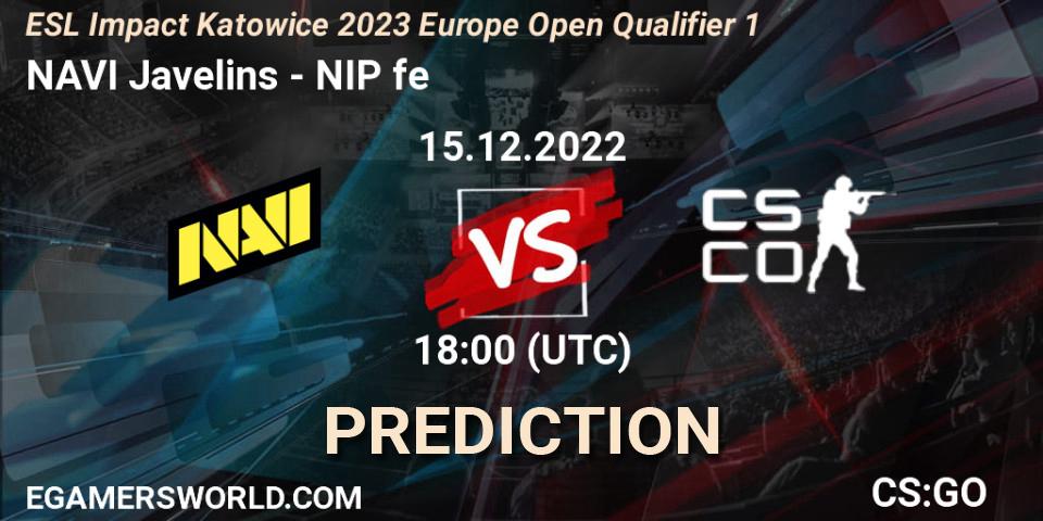NAVI Javelins - NIP Female: Maç tahminleri. 15.12.2022 at 18:00, Counter-Strike (CS2), ESL Impact Katowice 2023 Europe Open Qualifier 1