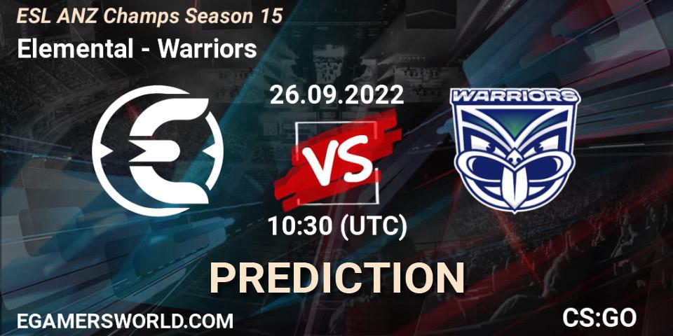Elemental - Warriors: Maç tahminleri. 26.09.2022 at 10:30, Counter-Strike (CS2), ESL ANZ Champs Season 15