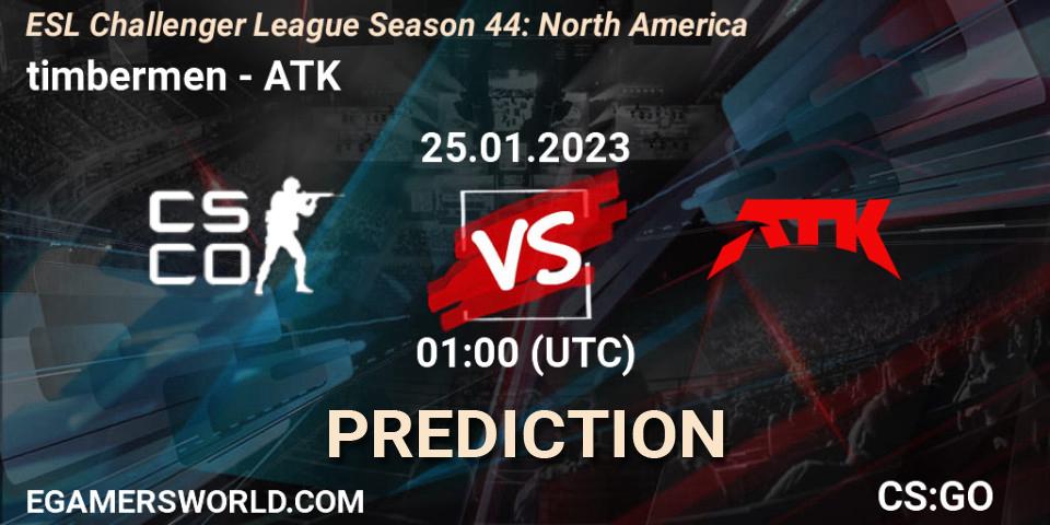 timbermen - ATK: Maç tahminleri. 25.01.2023 at 01:00, Counter-Strike (CS2), ESL Challenger League Season 44: North America