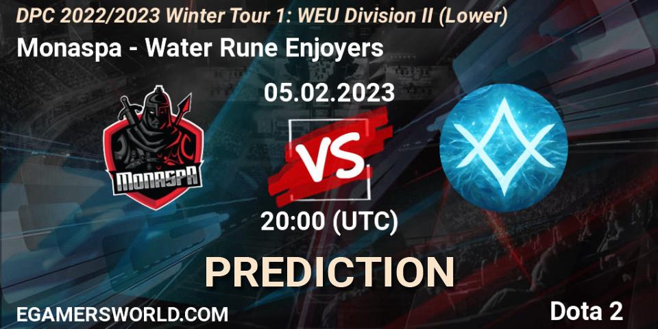Monaspa - Water Rune Enjoyers: Maç tahminleri. 05.02.23, Dota 2, DPC 2022/2023 Winter Tour 1: WEU Division II (Lower)