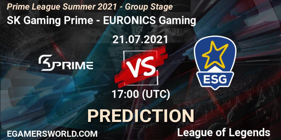 SK Gaming Prime - EURONICS Gaming: Maç tahminleri. 21.07.21, LoL, Prime League Summer 2021 - Group Stage