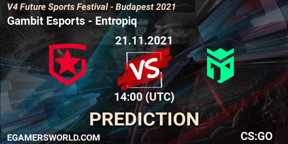 Gambit Esports - Entropiq: Maç tahminleri. 21.11.2021 at 14:00, Counter-Strike (CS2), V4 Future Sports Festival - Budapest 2021