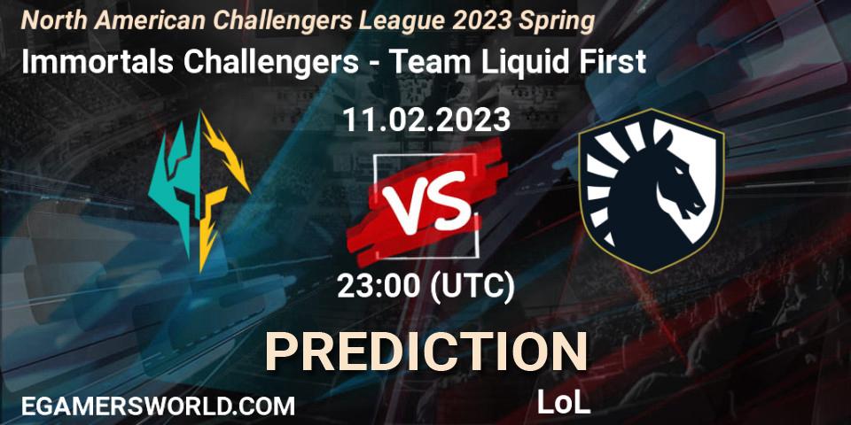 Immortals Challengers - Team Liquid First: Maç tahminleri. 11.02.23, LoL, NACL 2023 Spring - Group Stage