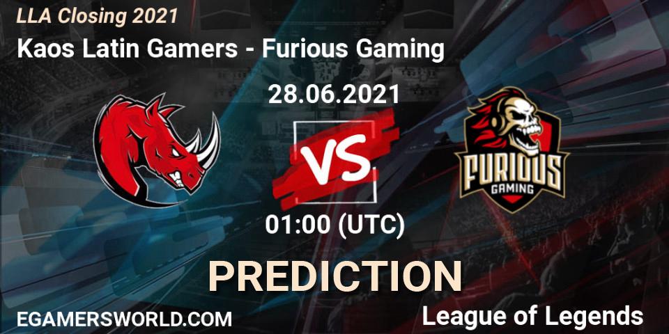Kaos Latin Gamers - Furious Gaming: Maç tahminleri. 28.06.2021 at 01:00, LoL, LLA Closing 2021