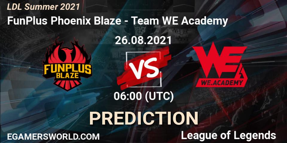 FunPlus Phoenix Blaze - Team WE Academy: Maç tahminleri. 26.08.2021 at 06:00, LoL, LDL Summer 2021