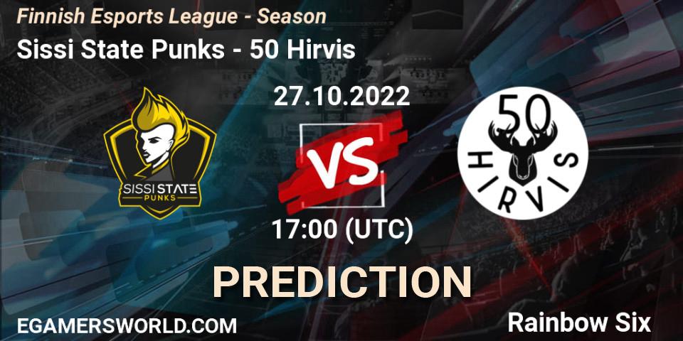 Sissi State Punks - 50 Hirvis: Maç tahminleri. 27.10.2022 at 17:00, Rainbow Six, Finnish Esports League - Season 