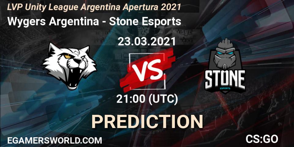 Wygers Argentina - Stone Esports: Maç tahminleri. 23.03.2021 at 21:00, Counter-Strike (CS2), LVP Unity League Argentina Apertura 2021