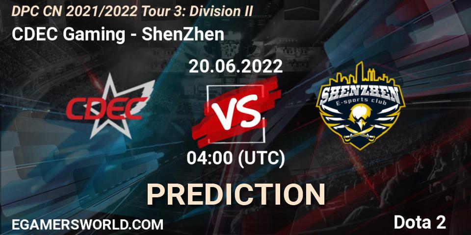 CDEC Gaming - ShenZhen: Maç tahminleri. 20.06.2022 at 04:00, Dota 2, DPC CN 2021/2022 Tour 3: Division II