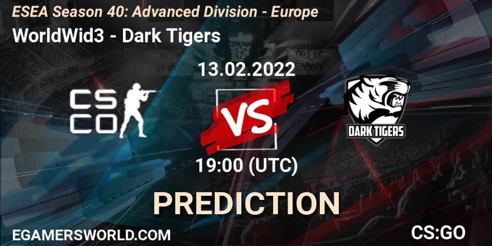 WorldWid3 - Dark Tigers: Maç tahminleri. 13.02.2022 at 19:00, Counter-Strike (CS2), ESEA Season 40: Advanced Division - Europe