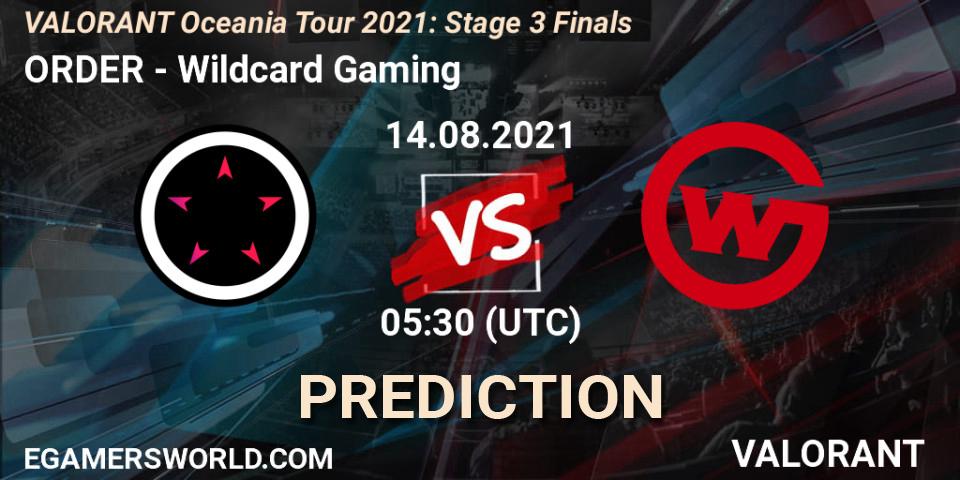 ORDER - Wildcard Gaming: Maç tahminleri. 14.08.2021 at 05:30, VALORANT, VALORANT Oceania Tour 2021: Stage 3 Finals