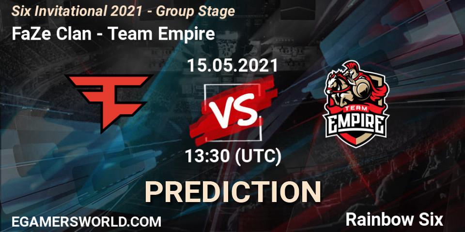 FaZe Clan - Team Empire: Maç tahminleri. 15.05.2021 at 13:30, Rainbow Six, Six Invitational 2021 - Group Stage