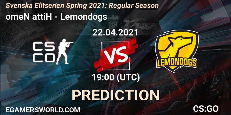 omeN attiH - Lemondogs: Maç tahminleri. 22.04.2021 at 19:00, Counter-Strike (CS2), Svenska Elitserien Spring 2021: Regular Season