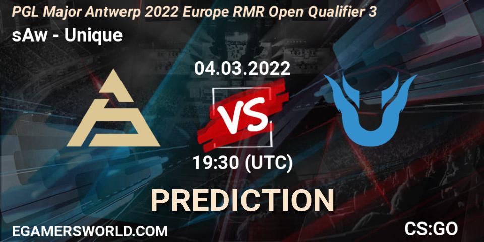 sAw - Unique: Maç tahminleri. 04.03.2022 at 19:30, Counter-Strike (CS2), PGL Major Antwerp 2022 Europe RMR Open Qualifier 3