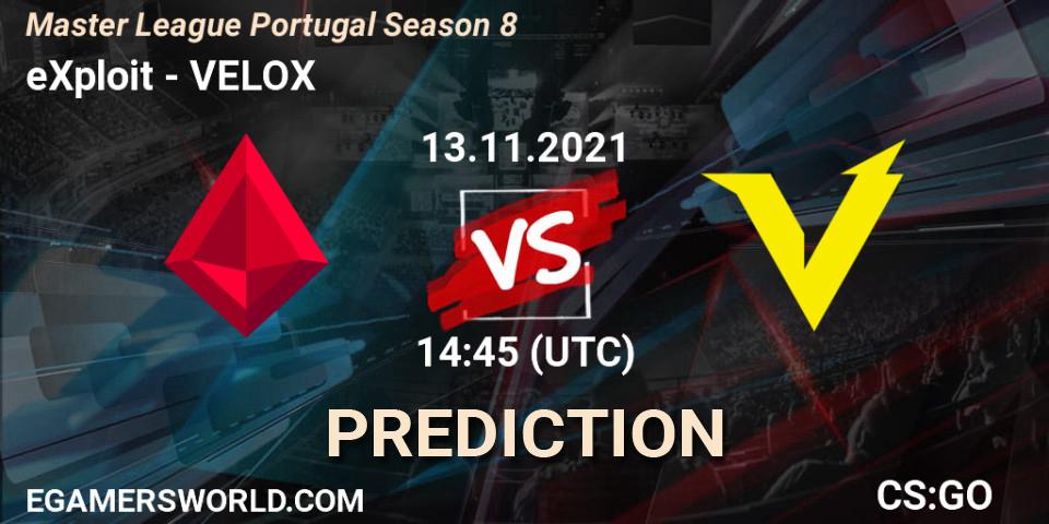 eXploit - VELOX: Maç tahminleri. 13.11.2021 at 14:45, Counter-Strike (CS2), Master League Portugal Season 8