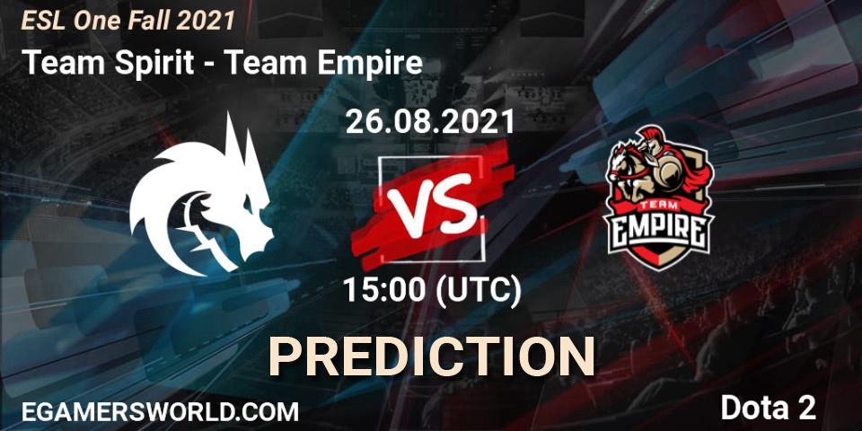 Team Spirit - Team Empire: Maç tahminleri. 26.08.21, Dota 2, ESL One Fall 2021