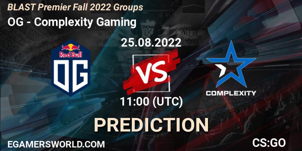 OG - Complexity Gaming: Maç tahminleri. 25.08.2022 at 11:00, Counter-Strike (CS2), BLAST Premier Fall 2022 Groups