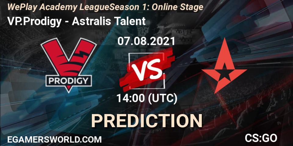 VP.Prodigy - Astralis Talent: Maç tahminleri. 07.08.2021 at 14:00, Counter-Strike (CS2), WePlay Academy League Season 1: Online Stage