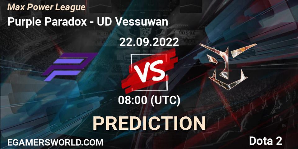 Purple Paradox - UD Vessuwan: Maç tahminleri. 22.09.2022 at 08:14, Dota 2, Max Power League