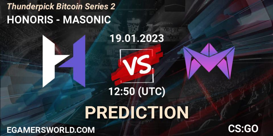 HONORIS - MASONIC: Maç tahminleri. 19.01.2023 at 13:30, Counter-Strike (CS2), Thunderpick Bitcoin Series 2