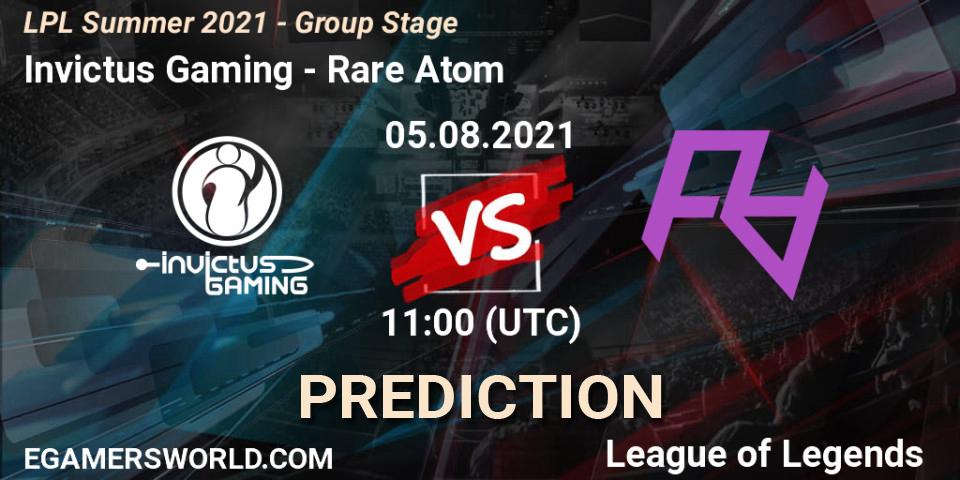 Invictus Gaming - Rare Atom: Maç tahminleri. 05.08.21, LoL, LPL Summer 2021 - Group Stage