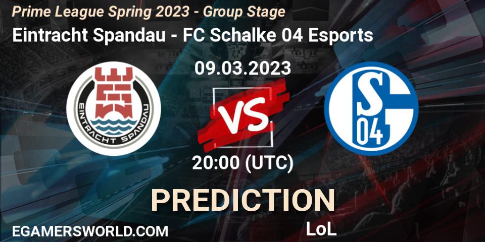 Eintracht Spandau - FC Schalke 04 Esports: Maç tahminleri. 09.03.23, LoL, Prime League Spring 2023 - Group Stage