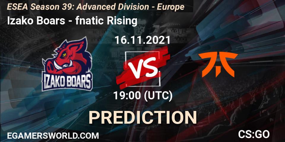 Izako Boars - fnatic Rising: Maç tahminleri. 16.11.21, CS2 (CS:GO), ESEA Season 39: Advanced Division - Europe