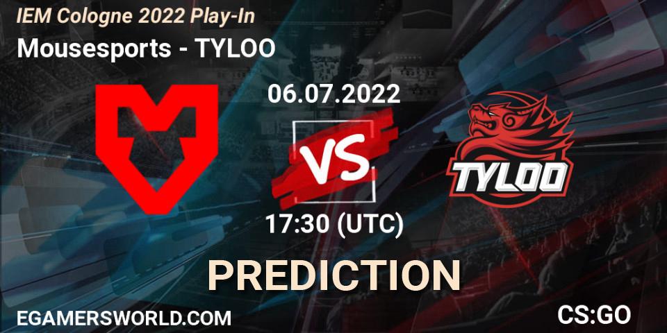 Mousesports - TYLOO: Maç tahminleri. 06.07.2022 at 18:20, Counter-Strike (CS2), IEM Cologne 2022 Play-In