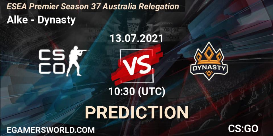 Alke - Dynasty: Maç tahminleri. 13.07.2021 at 11:00, Counter-Strike (CS2), ESEA Premier Season 37 Australia Relegation