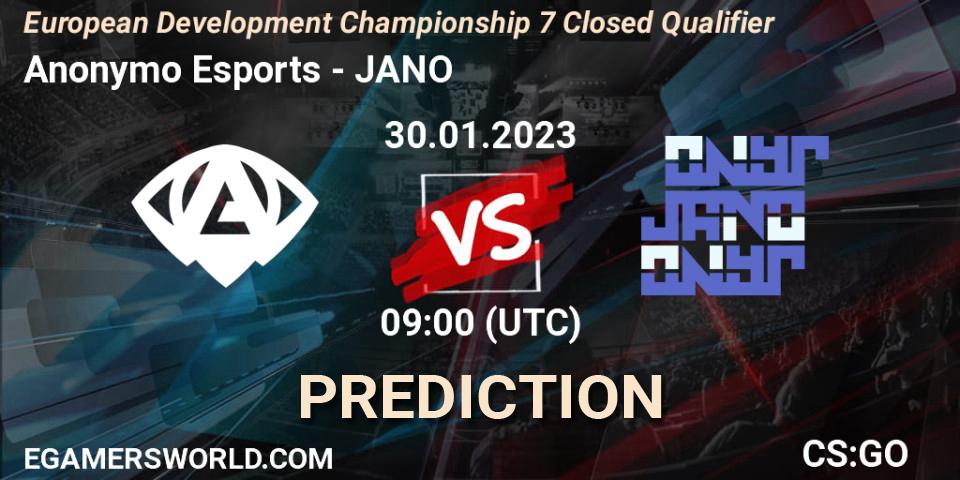 Anonymo Esports - JANO: Maç tahminleri. 30.01.23, CS2 (CS:GO), European Development Championship 7 Closed Qualifier