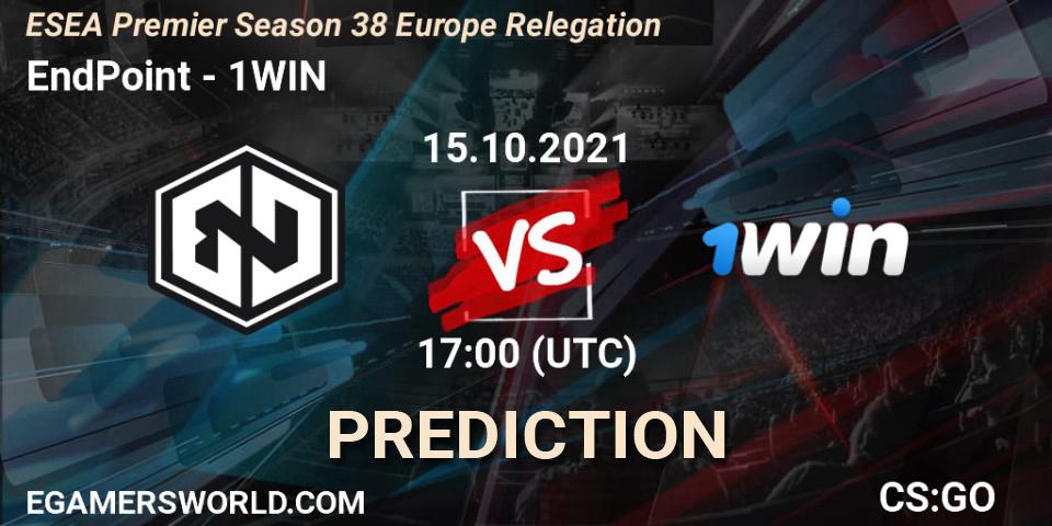 EndPoint - 1WIN: Maç tahminleri. 15.10.2021 at 17:00, Counter-Strike (CS2), ESEA Premier Season 38 Europe Relegation