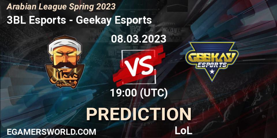 3BL Esports - Geekay Esports: Maç tahminleri. 15.02.23, LoL, Arabian League Spring 2023