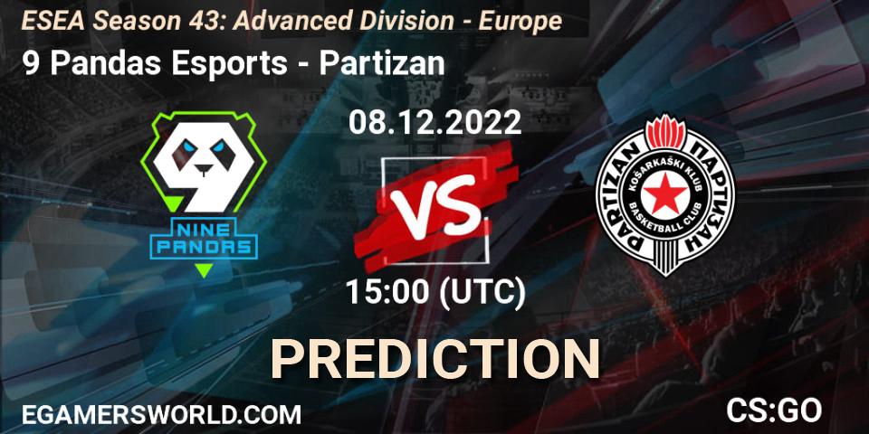 9 Pandas Esports - Partizan: Maç tahminleri. 08.12.22, CS2 (CS:GO), ESEA Season 43: Advanced Division - Europe